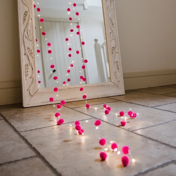 Nu Shuz Other - Great Quality Pink Galaxy Boho Home Decor Pom Pom Battery Operated Fairy Lights